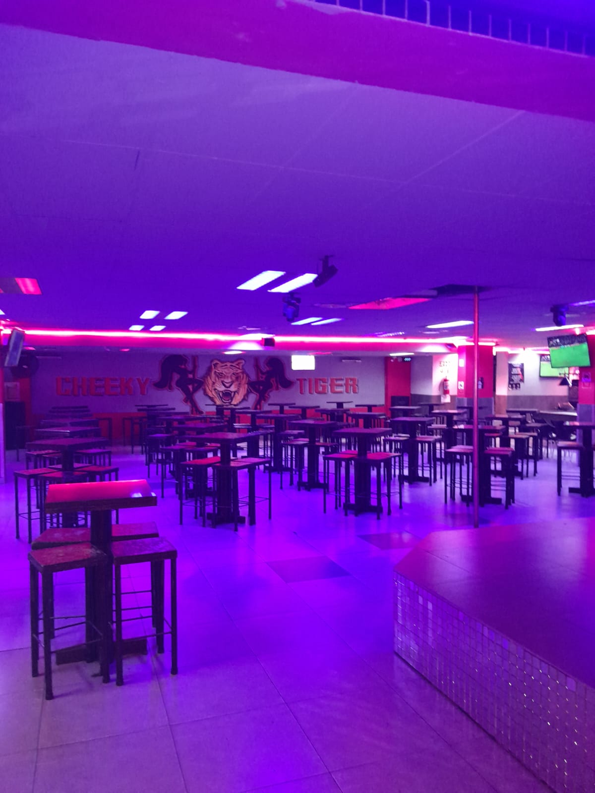 Main floor and Cheeky Tiger branding wall at Cheeky Tiger Randburg